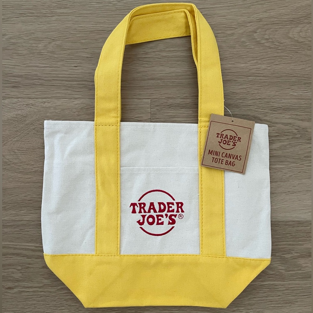 Trader Joe’s Mini Canvas Tote Bag YELLOW - NEW With Tag